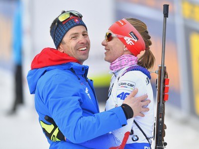Anastasia Kuzminová a manžel Daniel Kuzmin v cieli pretekov
