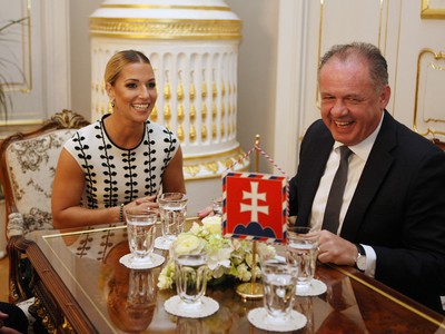 Prezident SR Andrej Kiska prijal v Prezidentskom paláci slovenskú tenistku Dominiku Navara Cibulkovú