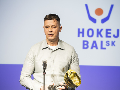 Tréner roka 2022 Jaroslav Šalka počas vyhlásenia ankety Hokejbalista roka 2022 v Bratislave