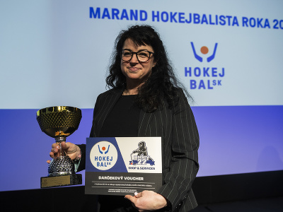 Hokejbalistka roka Andrea Pastorková Rišová počas vyhlásenia ankety Hokejbalista roka 2022 v Bratislave