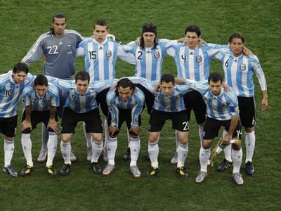 Tím argentínskej reprezentácie pred zápasom s Nemeckom