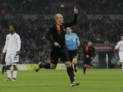 Arjen Robben sa teší z gólu