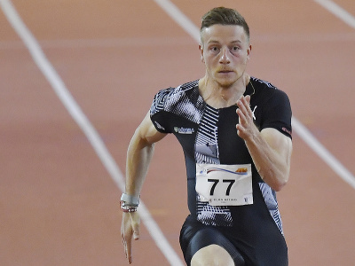 Ján Volko v pretekoch na 60 metrov počas 21. ročníka Atletického mítingu Elán v Bratislave