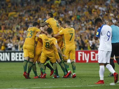 Hráči Austrálie oslavujú postup