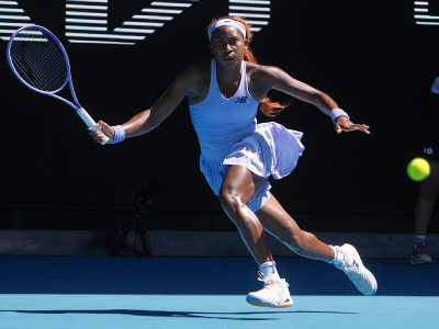 Cori Gauuffová počas 2. kola dvojhry na grandslamovom turnaji Australian Open