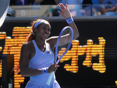 Cori Gauuffová počas 2. kola dvojhry na grandslamovom turnaji Australian Open
