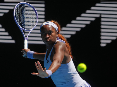 Cori Gauuffová počas 2. kola dvojhry na grandslamovom turnaji Australian Open