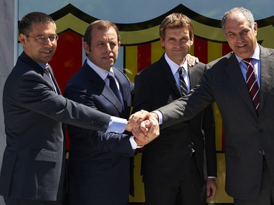 Josep Maria Bartomeu, Sandro Rosell, Tito Vilanova, Andoni Zubizarreta