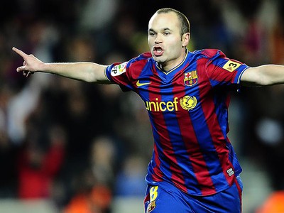 Andres Iniesta po góle do siete Santanderu