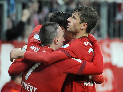 Radosť hráčov Bayernu Mníchov