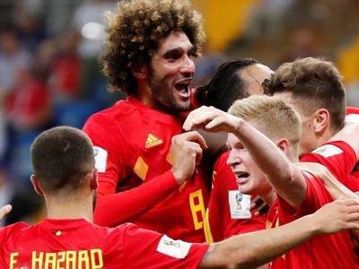 Hráči Belgicka sa radujú z gólu