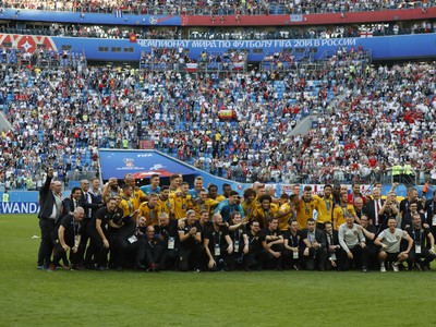 Futbalisti Belgicka oslavujú zisk bronzu