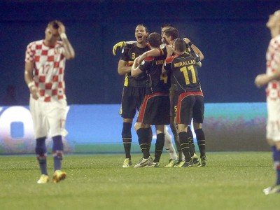 Belgičania oslavujú po triumfe nad Chorvátskom