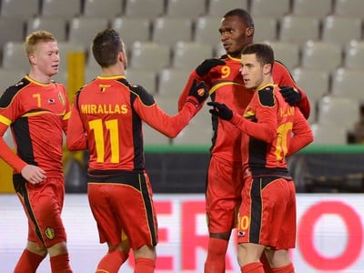 Belgická radosť po góle Hazarda