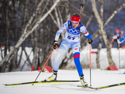 Na snímke slovenská biatlonistka Veronika Machyniaková počas vytrvalostných pretekov žien na 15 km v biatlone na zimných olympijských hrách ZOH 2022 v Pekingu