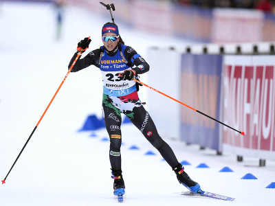 Talianska biatlonistka Lisa Vittozziová na trati vo vytrvalostných pretekoch žien na 15 km na podujatí 5. kola Svetového pohára v biatlone 12. januára 2023 v nemeckom Ruhpoldingu