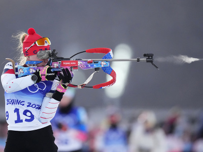 Česká biatlonistka Markéta Davidová počas šprintu žien na ZOH 2022