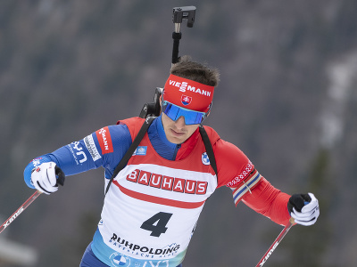 Na snímke slovenský biatlonista Michal Šima na trati vo vytrvalostných pretekoch mužov na 20 km na podujatí 5. kola Svetového pohára v biatlone mužov 11. januára 2023 v nemeckom Ruhpoldingu.