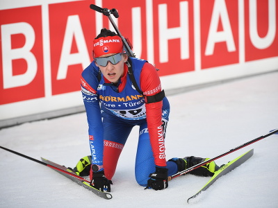 Na snímke slovenská biatlonistka Zuzana Remeňová v cieli vo vytrvalostných pretekoch žien na 15 km na podujatí 5. kola Svetového pohára v biatlone 12. januára 2023 v nemeckom Ruhpoldingu