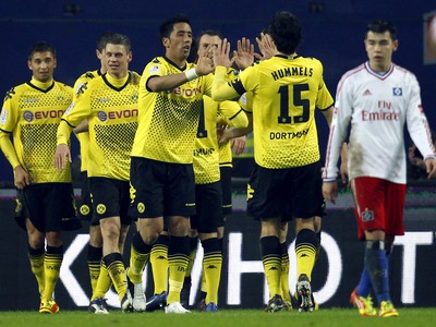 Víťazná radosť hráčov Dortmundu