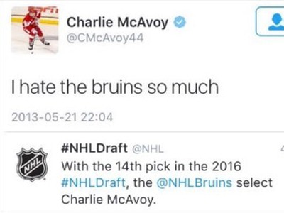 Charlie McAvoy si pred rokmi zanadával na tím, ktorý ho teraz draftoval