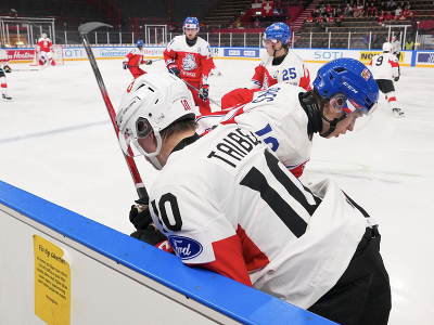Momentka zo zápasu Česko - Švajčiarsko na MS v hokeji do 20 rokov