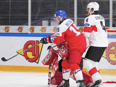 Momentka zo zápasu Česko - Švajčiarsko na MS v hokeji do 20 rokov