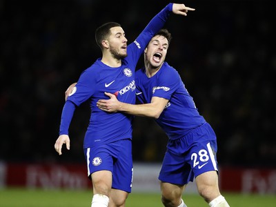 Eden Hazard a Cesar Azpilicueta oslavujú gól Chelsea