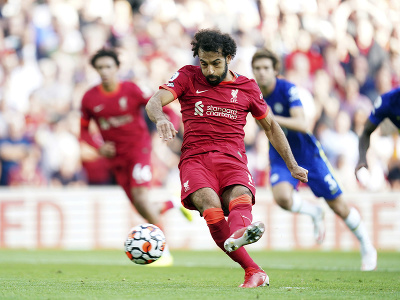 Mohamed Salah úspešne zahráva pokutový kop