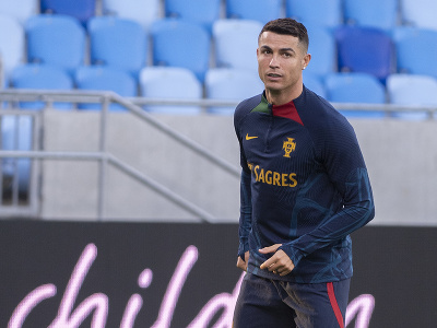 Cristiano Ronaldo počas tréningu v Bratislave