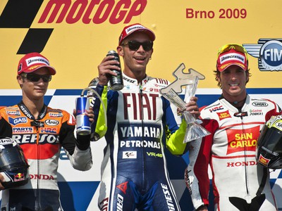 Dani Pedrosa, Valentino Rosi a Toni Elias