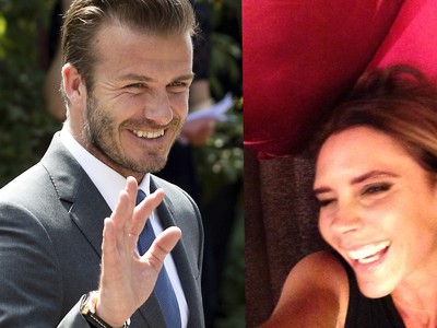 David Beckham ukázal, že jeho manželka sa vie aj usmievať.
