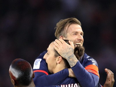 David Beckham sa teší z gólu Zlatana Ibrahimoviča