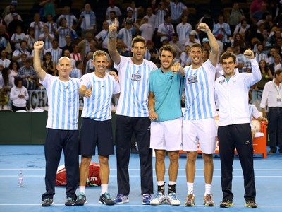 Víťazné oslavy daviscupového tímu Argentíny