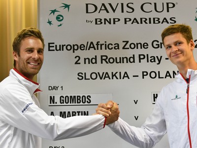 Slovenský tenista Norbert Gombos a poľský tenista Hubert Hurkacz