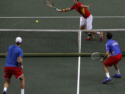 Marcel Granollers-Pujol, Marc López, Tomáš Berdych a Radek Štěpánek