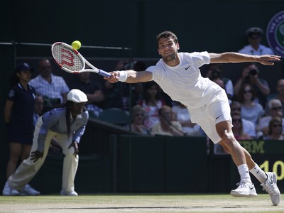 Novak Djokovič v zápase proti Bulharovi Grigorovi Dimitrovovi