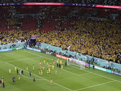 Hráči Ekvádoru oslavujú víťazstvo s fanúšikmi