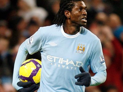 Adebayor po vstrelenom góle,