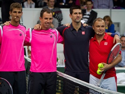 Martin Kližan, Dominik Hrbatý, Novak Djokovič a Marián Vajda