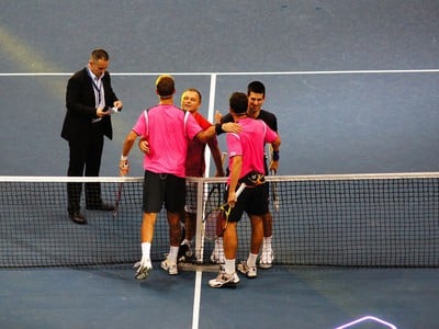 Kližan s Hrbatým gratulujú Djokovičovi a Vajdovi