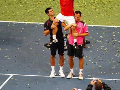 Dominik Hrbatý a Novak Djokovič poďakovali trénerovi Mariánovi Vajdovi