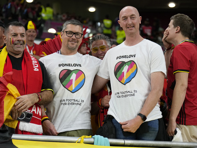 Futbaloví fanúšikovia v dúhových