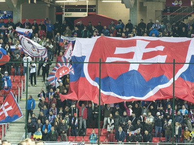 Slovenskí fanúšikovia počas zápasu so Škótskom