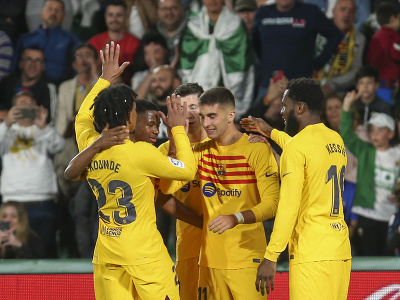 Hráči Barcelony sa radujú