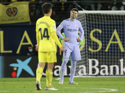 Gerard Pique reaguje na gól Villarealu
