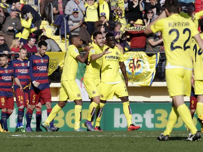 Hráči Villarrealu sa radujú z vyrovnávajúceho gólu