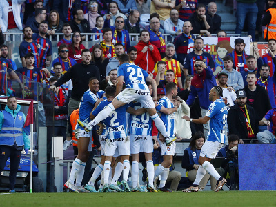 Hráči Espanyolu sa radujú z gólu