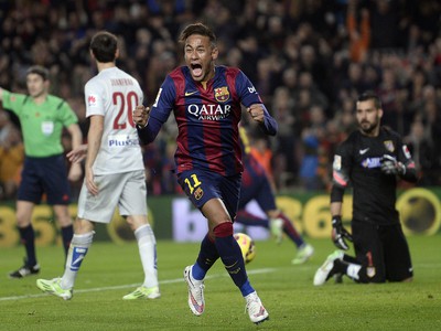 Neymar oslavuje vedúci gól proti Atléticu