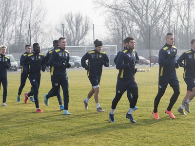 Na snímke futbalisti DAC Dunajská Streda počas tréningu